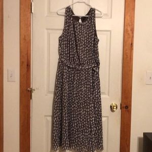 Tea length chiffon dress with belt